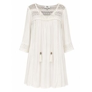 SD Collection Dress Womens 16 Ivory Crochet Lace Boho Tassel Flowy Cottagecore